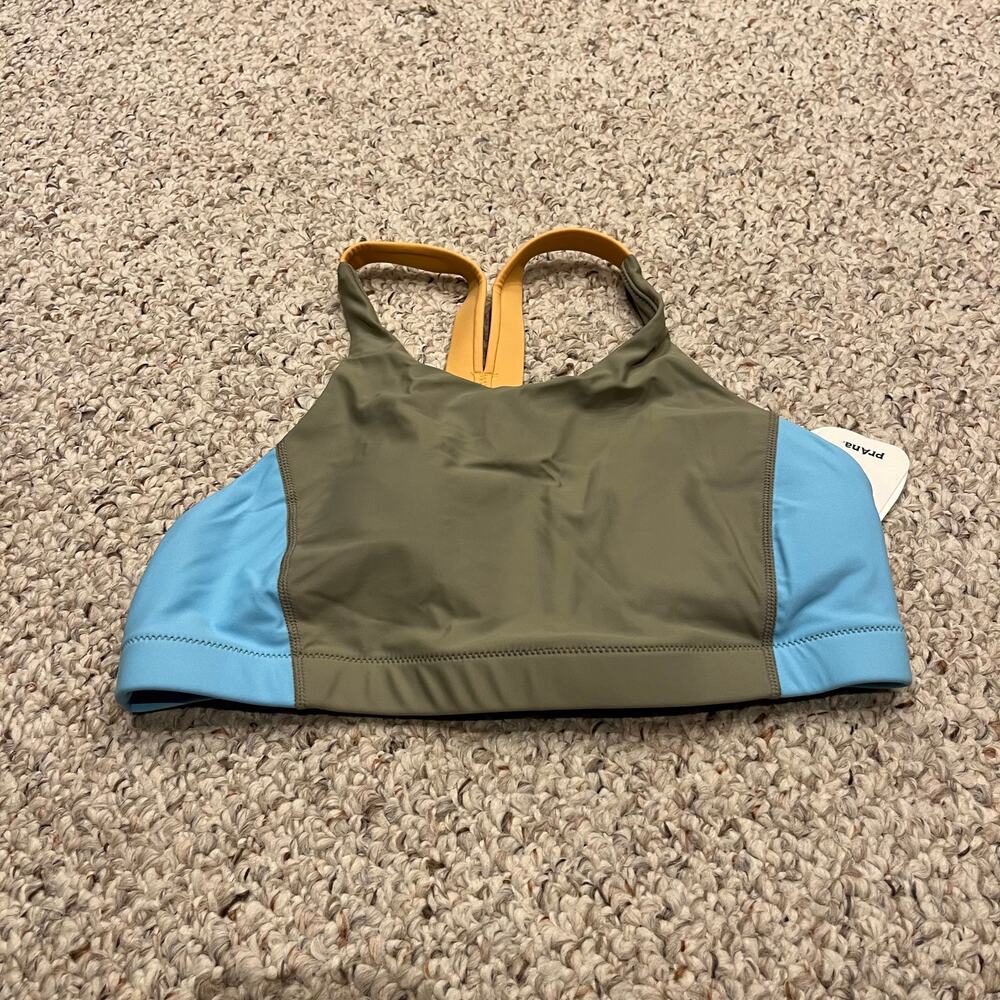 NWT Prana Baja Bound Bikini Top Sz S High Neck Sweet Agave Colorblock Summer